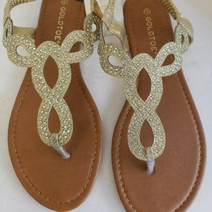GoldToe Gold Toe  Womens Rhinestone Sandals Size 8